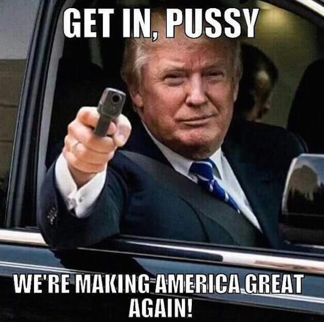 trump meme about donald trump offensive memes - Get In, Pussy We'Re Making America Great Again!