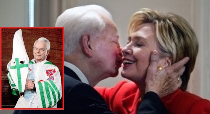 Here she is with her mentor, a man she loved and praised for helping her throughout her career. He was also the Grand Dragon of the KKK and an all around racist dickbag. He filibustered congress for 14 HOURS in opposition of the Civil Rights Act. You shouldn't be surprised at this because the Democrats were the slave owners, they created the KKK, they were behind Jim Crow and segregation and now they're the ones behind BLM. They have made you their slaves again. Wake up black people, the Democrats DO NOT CARE ABOUT YOU.