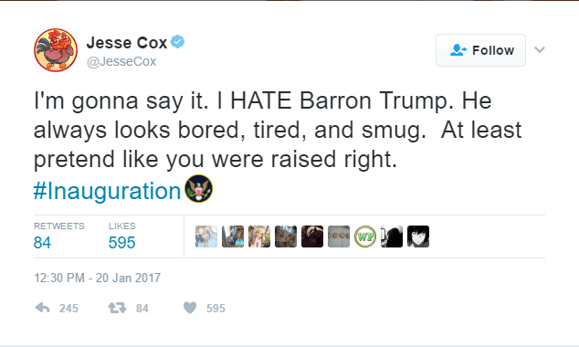 Wow their hate knows no bounds, they're even petty and pathetic enough to go after an innocent 10 year old kid! Shameful behavior that is typical of a liberal.