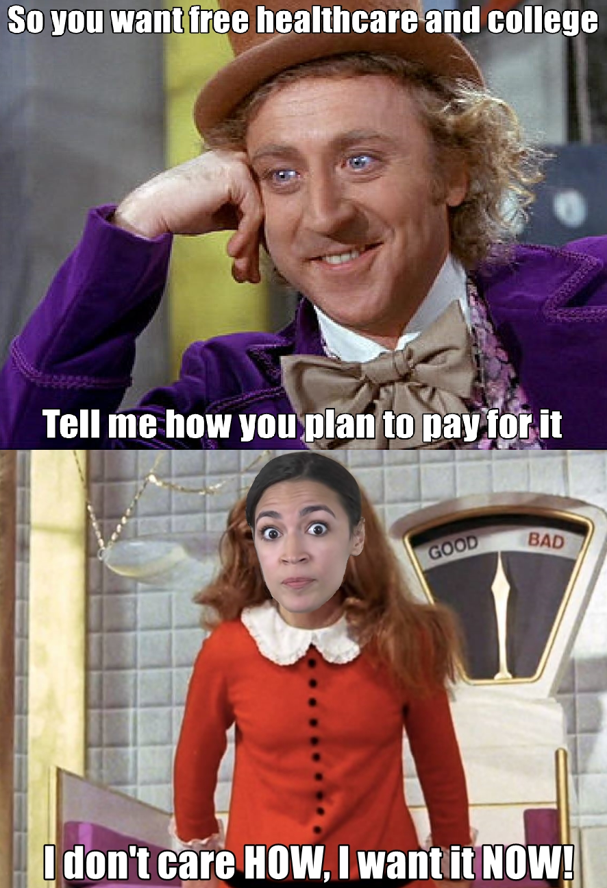 memes - willy wonka meme - So you want free healthcare and college Tell me how you plan to pay for it Bad I don't care How, I want it Now!