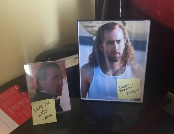 Sarah Kovacs Grzywacz went on a business trip to San Antonio and stayed at the Hotel Indigo. After getting a welcome text that offered ‘any time’ assistance, she replied saying she would like a signed picture of Nicholas Cage in Con Air on her bed. They did what she asked (minus the autograph) and the pictures kept coming throughout her stay.