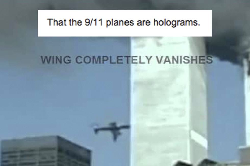 That the 911 planes are holograms. Wing Completely Vanishes