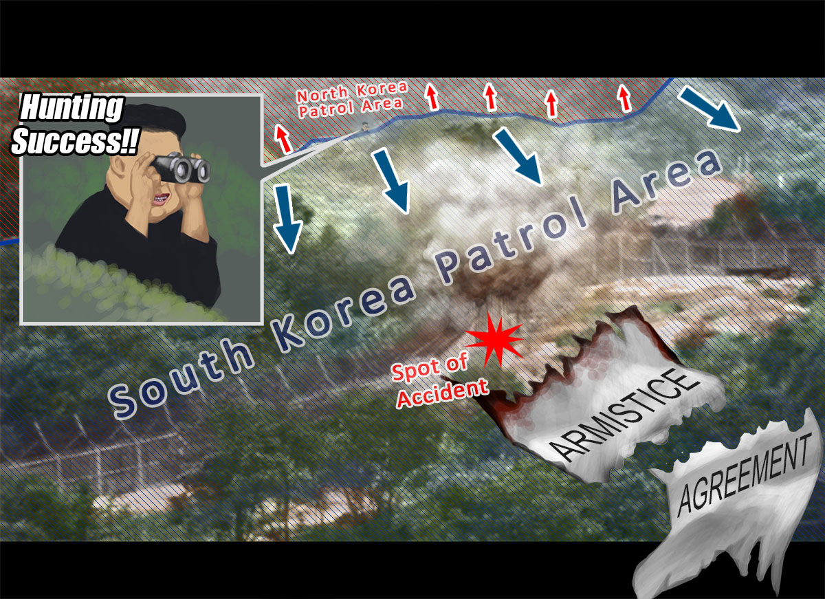 Two South Korean soldiers have been seriously injured in an apparent landmine explosion while on patrol in the demilitarised zone