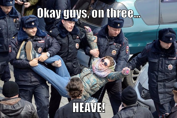 Russian police taking out the trash.