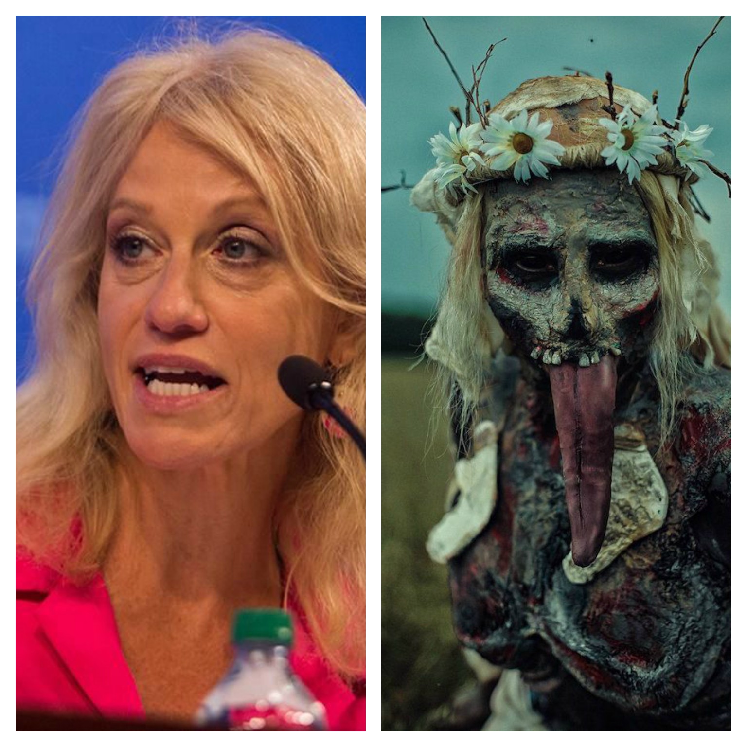 Kellyanne Conway looks worser & worser w/each passing interview. It's like defending Trump's bullshit is transforming her into a Noon Wraith, The Witcher 3 style