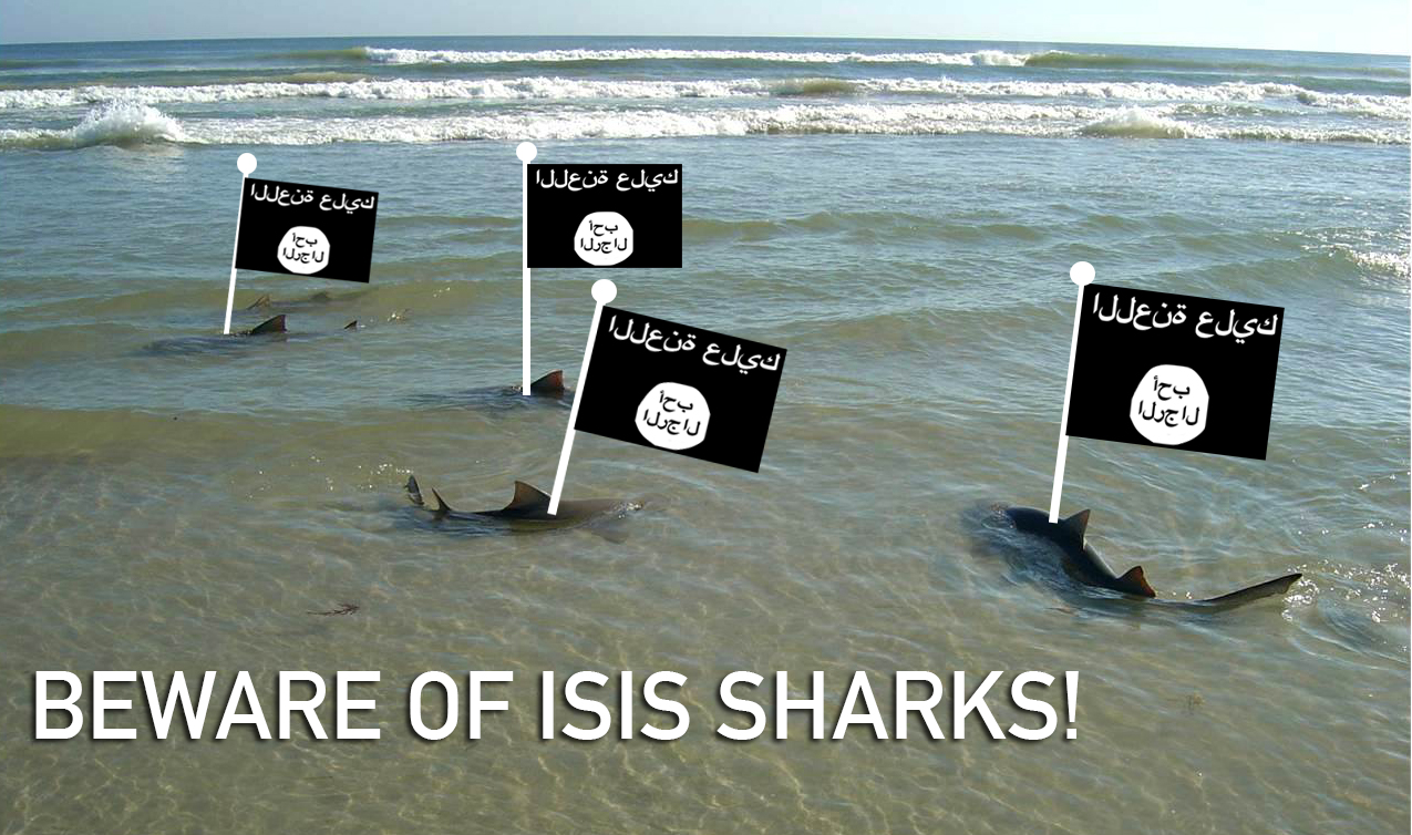Jackass sharks have taken it too far! Myrtle Beach is now controlled by ISIS sharks!