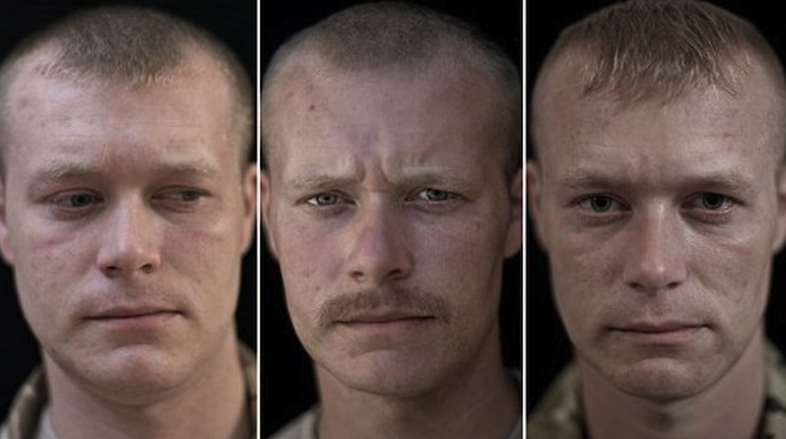 Soldiers Photographed Before, During And After War