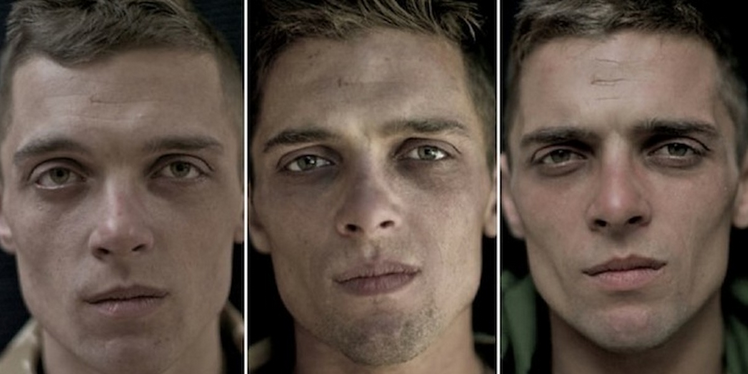 Soldiers Photographed Before, During And After War