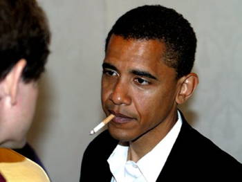 Claim: Obama smoking a cigarette.