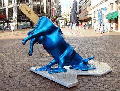 The Melting Cow: Located in Budapest, Hungary is a blue cow popsicle. Yum?