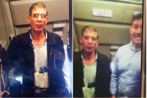 Authorities have said that the man was not affiliated with any terrorist groups and that the incident was not motivated by terror but rather by love. One official was quoted saying that, “there is always a woman involved” when referring to the crazy attempt by the hijacker whose name is, Seif Eldin Mustafa. Here he is seen taking photos with some of the passengers onboard the hijacked plane. 