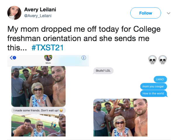 Awesome mom drops daughter at college then sends pics that she is having fun on campus