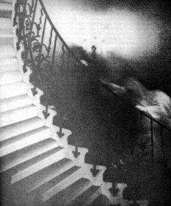 Photograph of the queens staircase in which a shadow figure is seen.