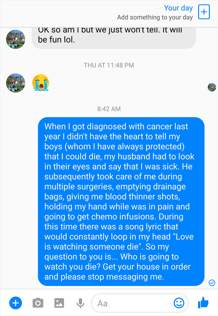 texting married woman - Your day Add something to your day Ok so am I but we just won't tell. It will be fun lol. Thu At When I got diagnosed with cancer last year I didn't have the heart to tell my boys whom I have always protected that I could die, my h