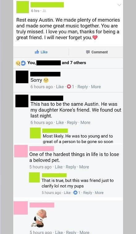 Post that is unclear of kid or dog died