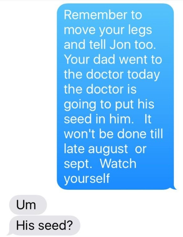 strange text exchange about seed