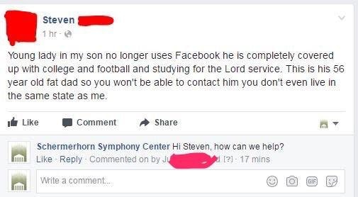 someone claiming his son no longer uses facebook and this is his father.