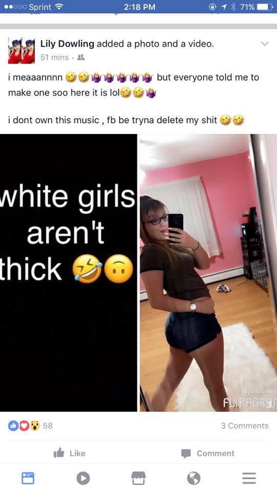 girl showing her butt being thick on facebook