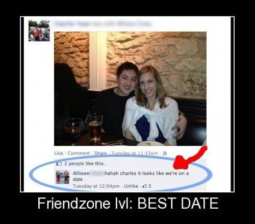 dude stuck in the friendzone so much that she has to clarify it is not a date on facebook as the picture is a bit misleading.