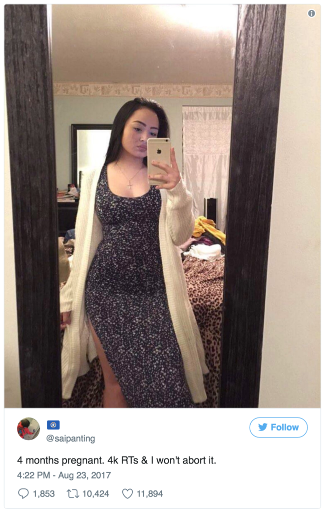 Pregnant Girl Asks For 4K Retweets To NOT Abort Her Baby