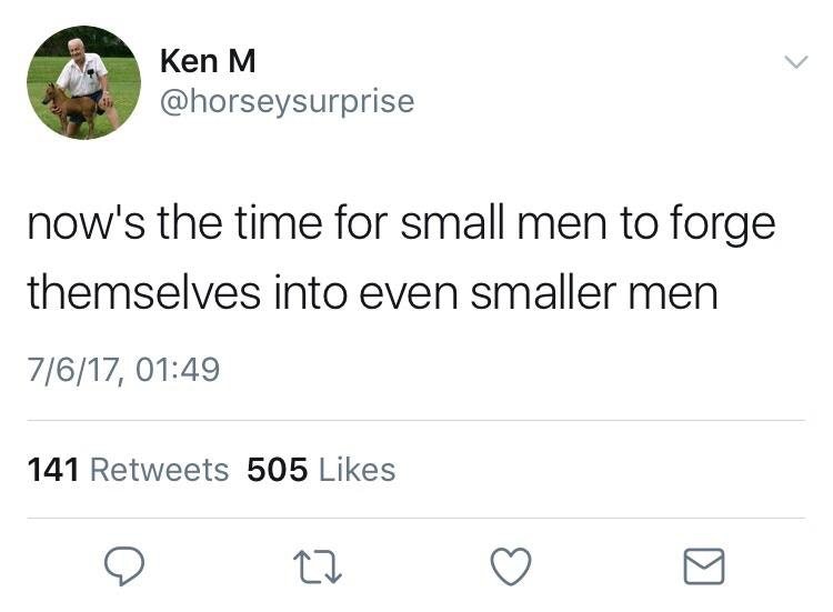 donte divincenzo tweets - Ken M now's the time for small men to forge themselves into even smaller men 7617, 141 505
