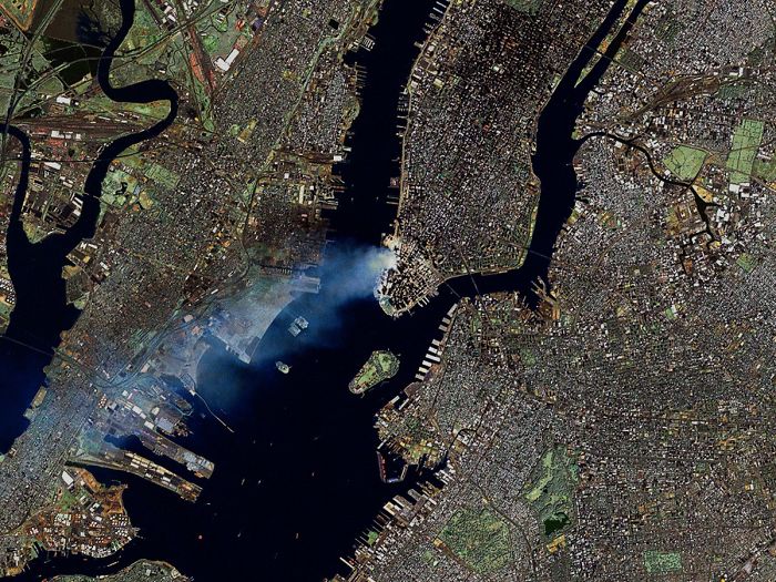 9/11 manhattan as seen from space.