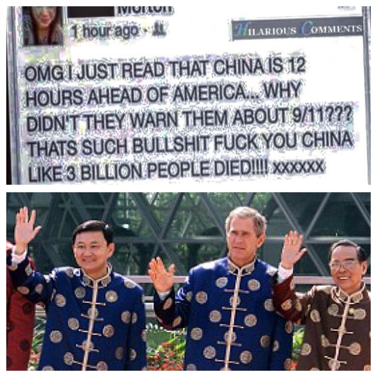 memes - photo caption - Havuiivi 1 hour ago Lilarious Omg I Just Read That China Is 12 Hours Ahead Of America... Why Didn'T They Warn Them About 911222 Thats Such Bullshit Fuck You China || 3 Billion People Died!!! Xxxxxx