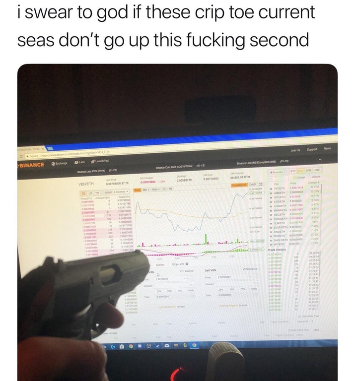 dank meme threatening dank memes - i swear to god if these crip toe current seas don't go up this fucking second Jules Supports ce Binance Exchange and Eth Veneth 7 0.000000 1772 600010003 St 001000