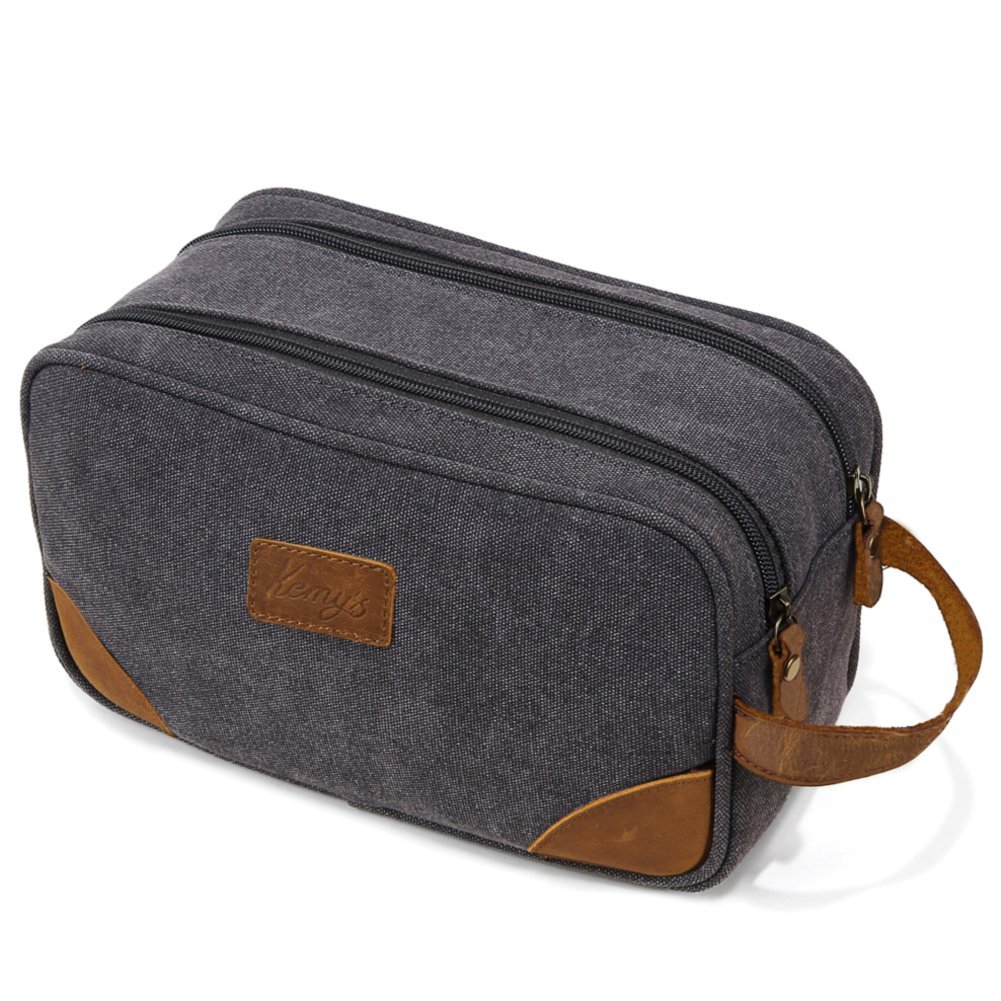 This Canvas & Leather Toiletry Dob Kit is perfect for Dads who need to keep their man products all in one place. <br/><br/> You can pick this up at  <a href="https://amzn.to/2GA1cn8">Amazon for about $19.99</a>.