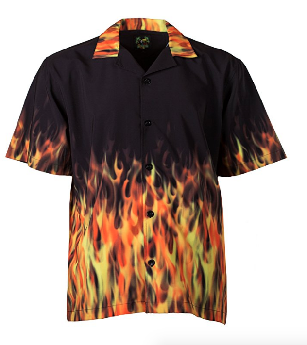 Last but not least, the Guy Fieri Flame shirt is essential to any meme look. It might be fun to wear but if you save this and give it to your grandkids, I'm sure they'll appreciate it.     <br/><br/> You can pick this up at  <a href="https://amzn.to/2zxc5Yr" target="_blank">Amazon for about $40.99</a>.