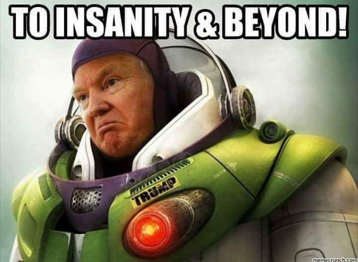Trump space force meme of Trump as Buzz Lightyear