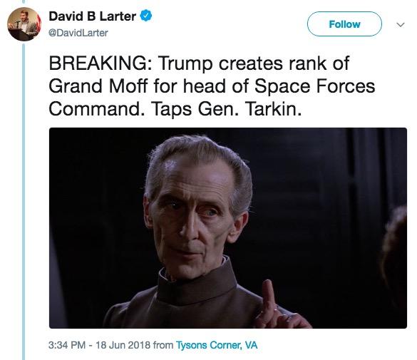 Trump space force meme about Star Wars ranks with Grand Moff Tarkin