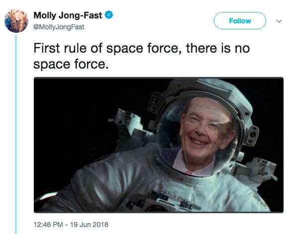 Trump space force meme with Wilbur Ross as an astronaut
