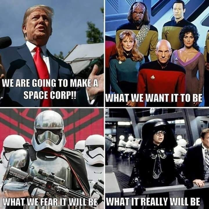 Trump space force meme about expectations from the corp