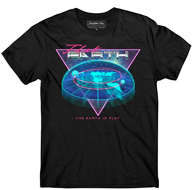 This 80's style tee is cool and edgy. Get your flat Earth Tee's <a href="https://amzn.to/2Dpgf6z" target="_blank">Here</a>.   