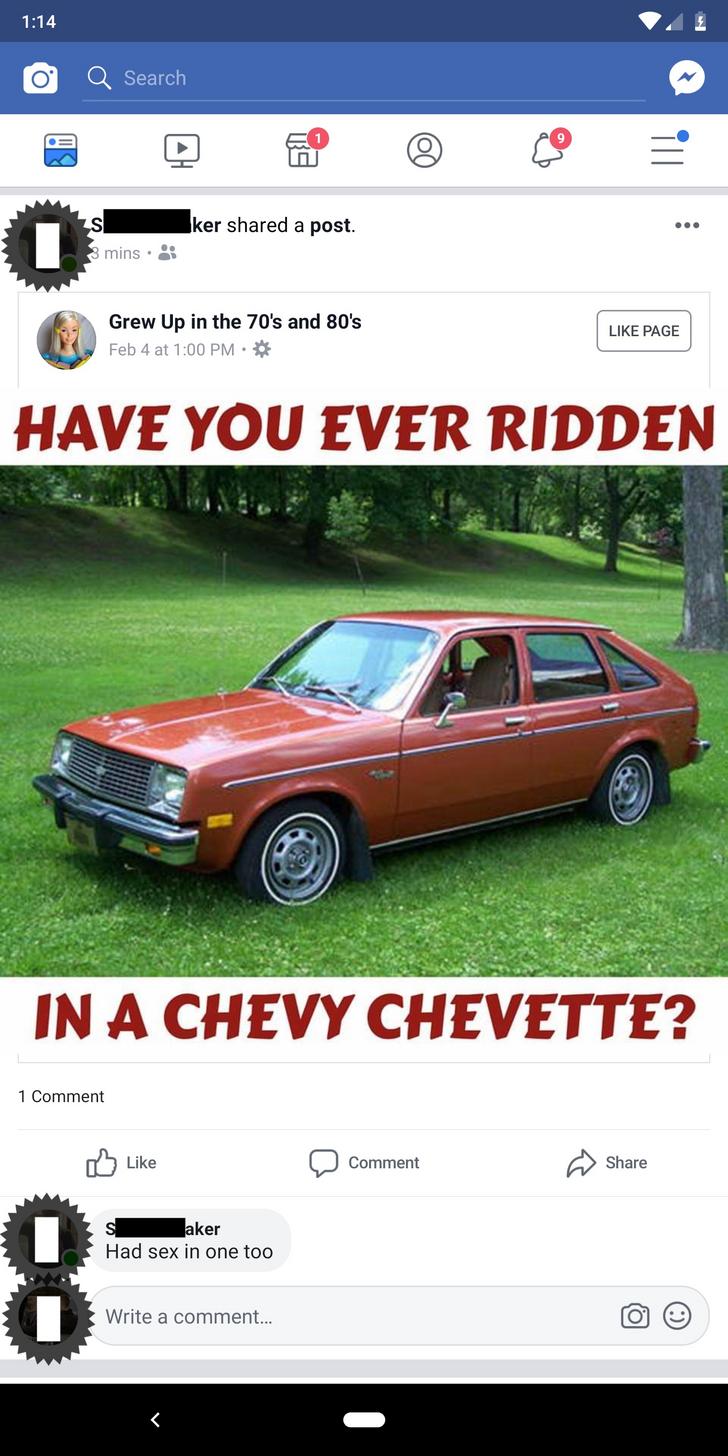 chevette for sale - 3 O Q Search ker d a post. 3 mins. Grew up in the 70's and 80's Feb 4 at Page Page Have You Ever Ridden In A Chevy Chevette? 1 Comment Comment aker Had sex in one too Write a comment...