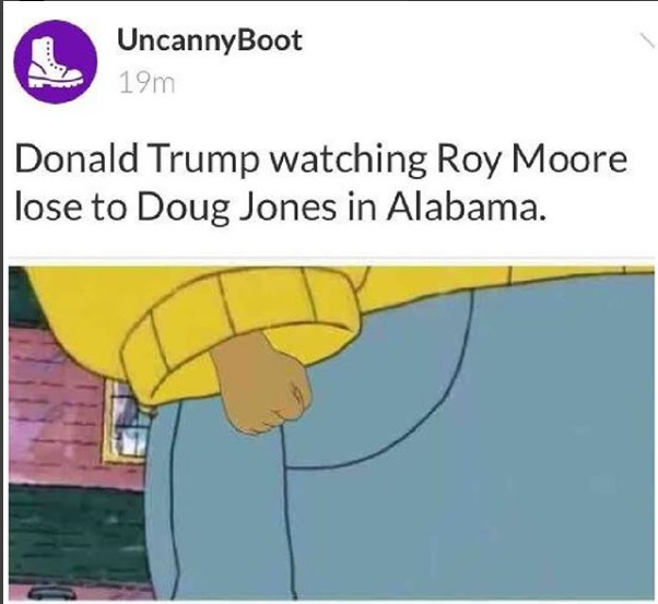 Roy Moore 2020 memes - ketamine is for horses - Donald Trump watching Roy Moore lose to Doug Jones in Alabama.