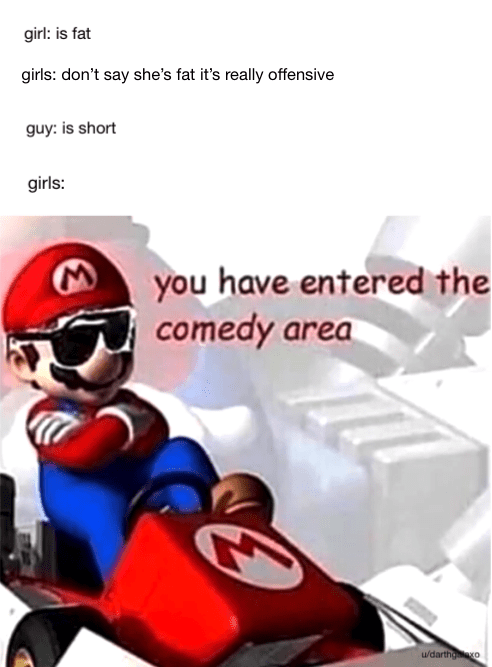 mario kart ds - girl is fat girls don't say she's fat it's really offensive guy is short girls you have entered the comedy area udarthhexo