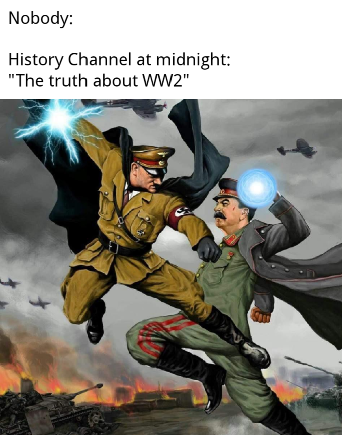 hitler vs stalin anime - Nobody History Channel at midnight