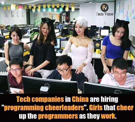 really funny pictures - programming cheerleaders - Facts Verse here Tech companies in China are hiring