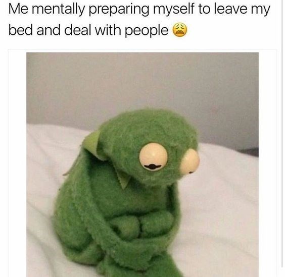 funny monday memes - kermit meme - Me mentally preparing myself to leave my bed and deal with people