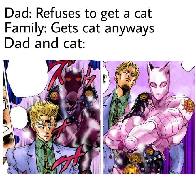 dad and dog meme - cartoon - Dad Refuses to get a cat Family Gets cat anyways Dad and cat