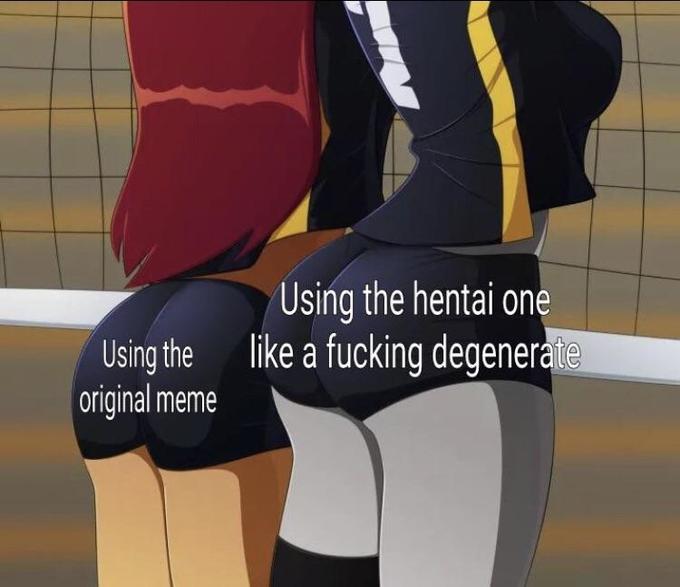 volley ball booty memes - volleyball hentai - Using the hentai one a fucking degenerat Using the original meme