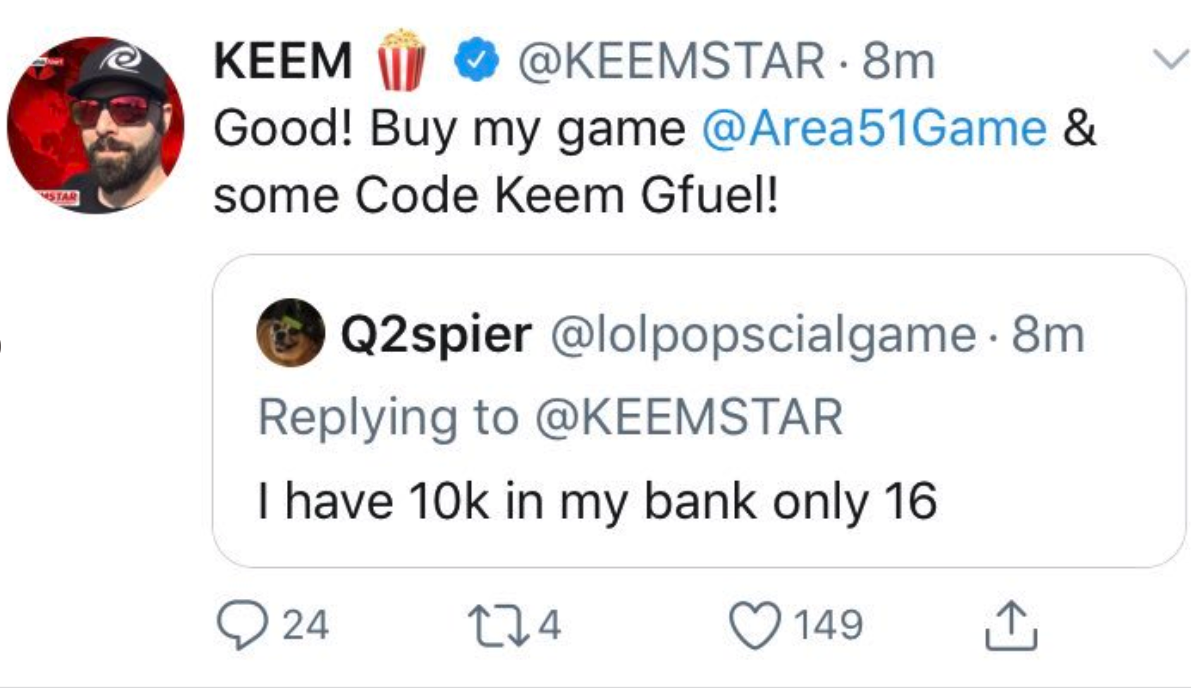 Keemstar Good! Buy my game & some Code Keem Gfuel!