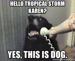 tropical storm karen memes - Hello Tropical Storm Karen? Yes, This Is Dog. memeghnerator.net