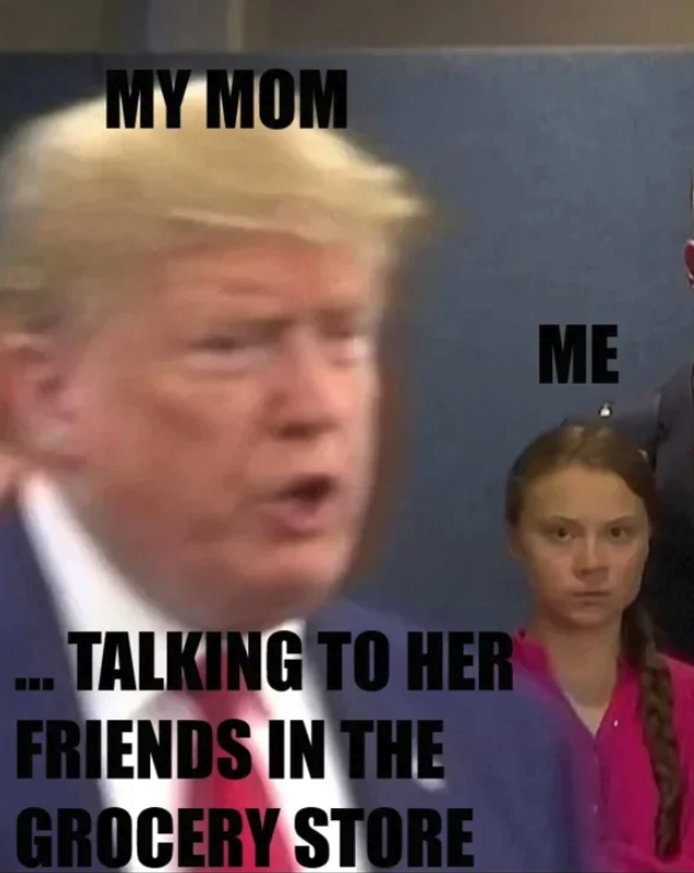 Greta Thunberg memes -My Mom ... Talking To Her Friends In The Grocery Store