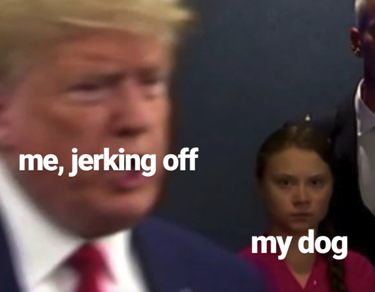 Greta Thunberg memes -save electricity - me, jerking off my dog