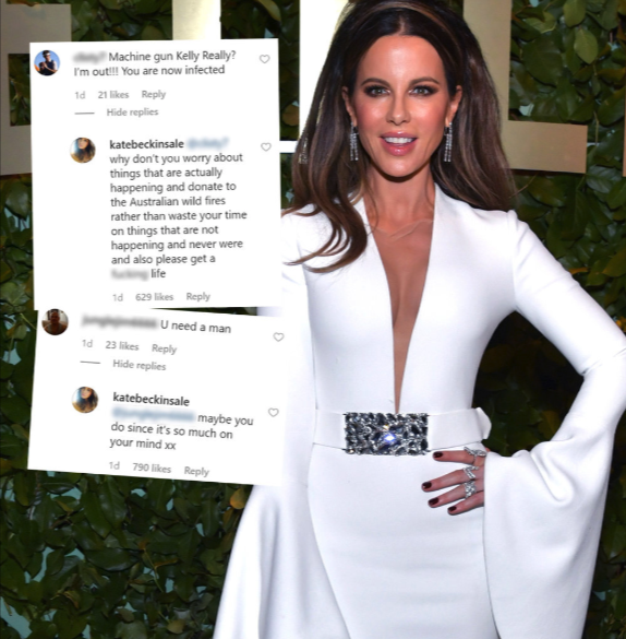 kate beckinsale machine gun kelly - Machine gun Kelly Really? Imout You are now infected katebeckinsale Why don't you worry about Things that are actually happening and donate to the Australian wild fines rather than waste your time on things that are not