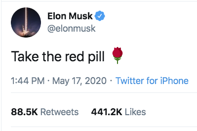 online advertising - Elon Musk Take the red pill . Twitter for iPhone