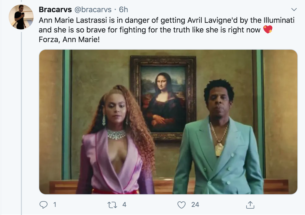 beyonce and jay z pose - Bracarvs . 6h Ann Marie Lastrassi is in danger of getting Avril Lavigned by the Illuminati and she is so brave for fighting for the truth she is right now Forza, Ann Marie! 124 o 24